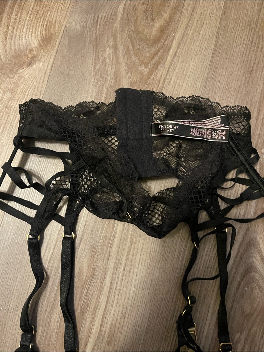 Victoria's Secret Black Lace Strappy Garter Belt Boudoir Lingerie Size XS Gothic - Picture 6 of 14